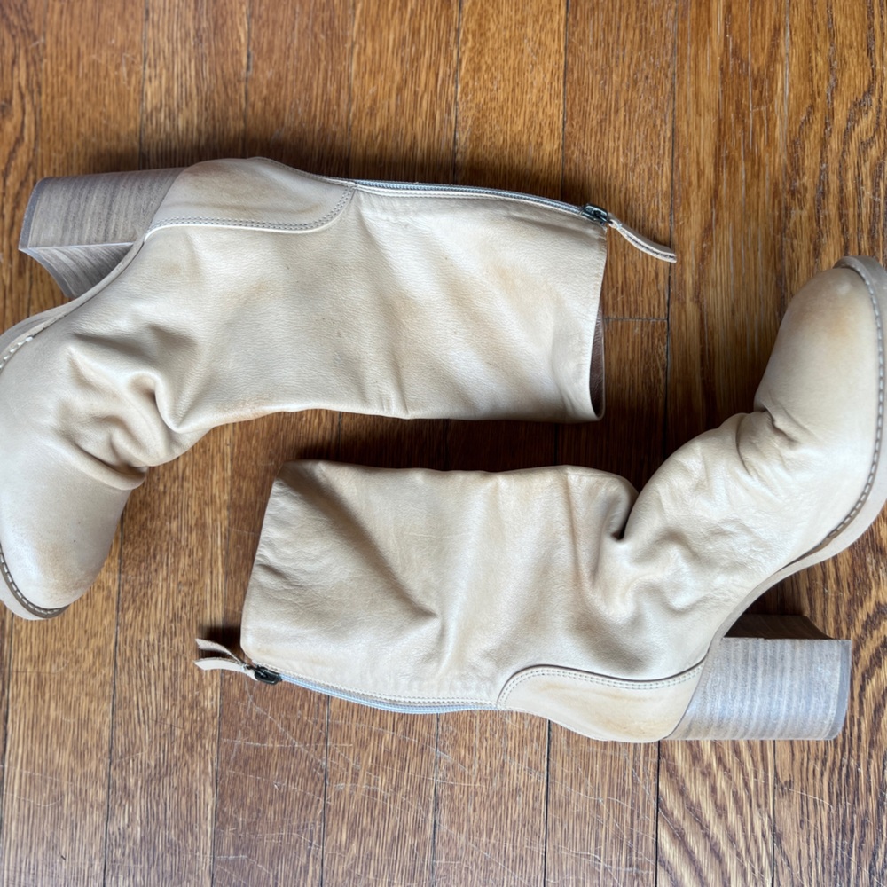 NWOT Free People Elle Block Heel Boot in Tan, Size 37